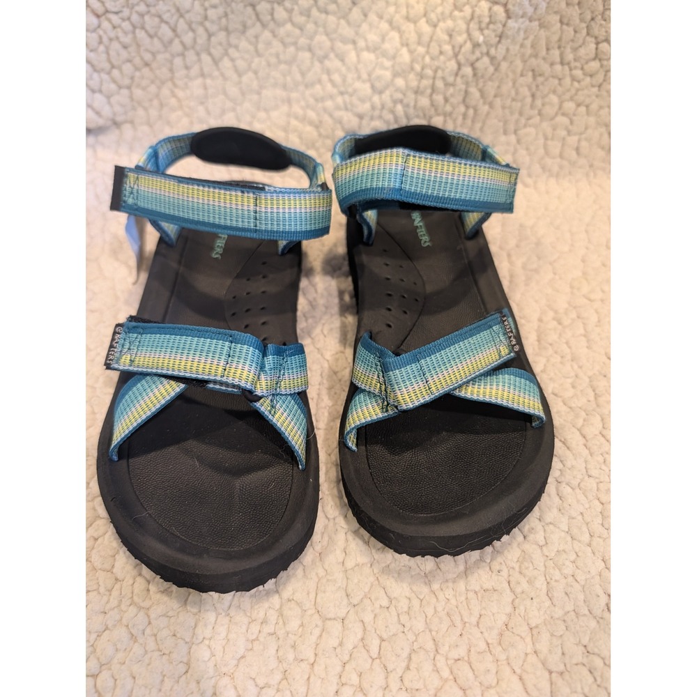 Rafters Womens Sport Sandals Blue Green Striped Strappy Hiking Water Shoes 7M